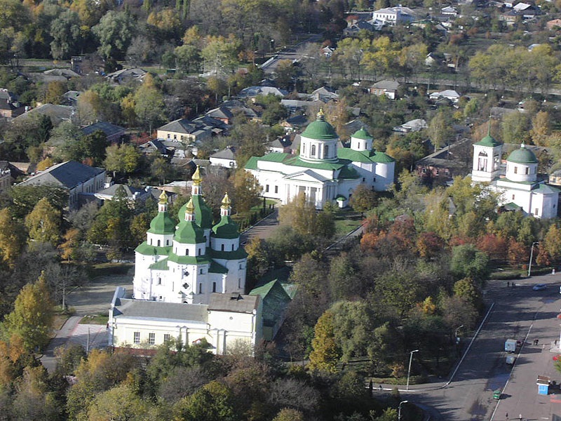 Панорама центра города. Николаевский собор и комплекс греческих храмов